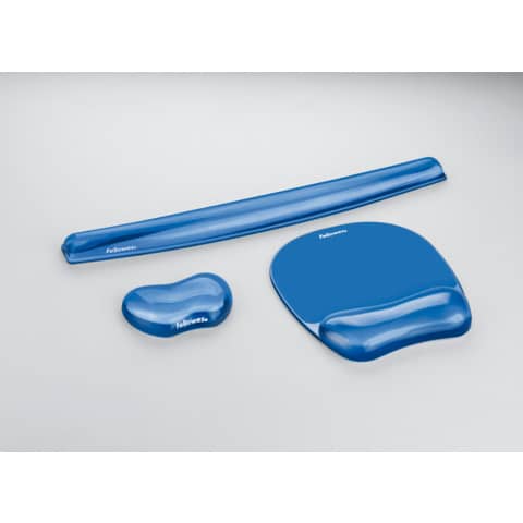 Tappetino mouse con poggiapolsi FELLOWES Crystal™ Gel blu trasparente 20,2 x 23,5 x 2,5 cm - 9114120
